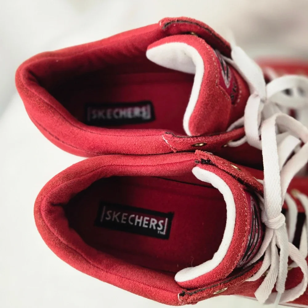 Skechers Jammers Heritage Red Suede Platform Sneakers Womens 10 Retro 74360